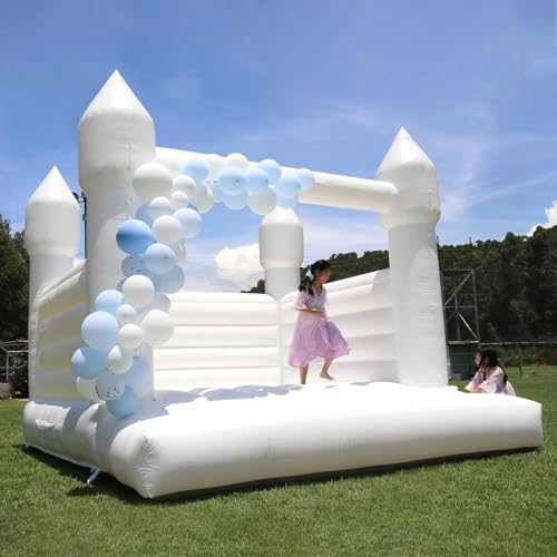 awesmflate White Commercial Grade Bounce House with Blower 13x11.5x10ft