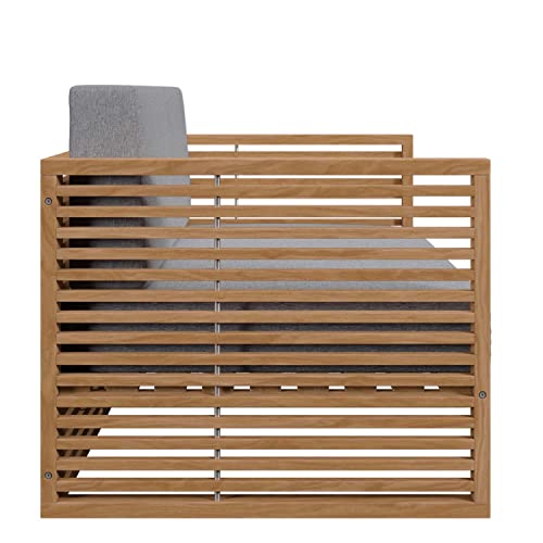 Modway Carlsbad Modern Teak Wood/Fabric Patio Loveseat Natural Gray