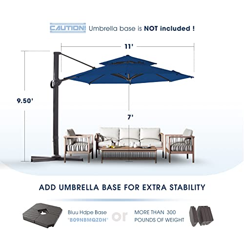 BLUU REDWOOD 11 FT Offset Cantilever Patio Umbrella Classic Blue