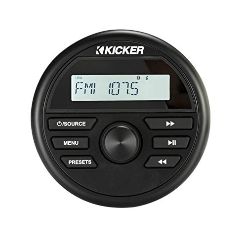 KICKER KMC2 Marine Grade Receiver & (2 Pair) 6.5" LED Speakers Bundle