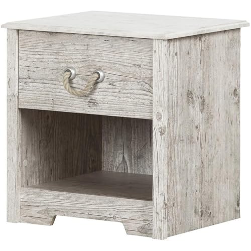 Home Square 2-Piece Bed and Nightstand Set Seaside Pine White