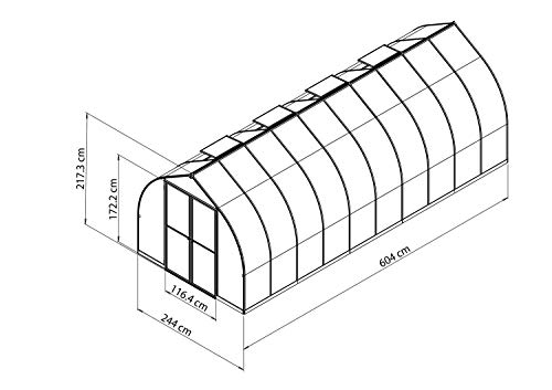 Palram Canopia Bella 8' x 20' Greenhouse Silver
