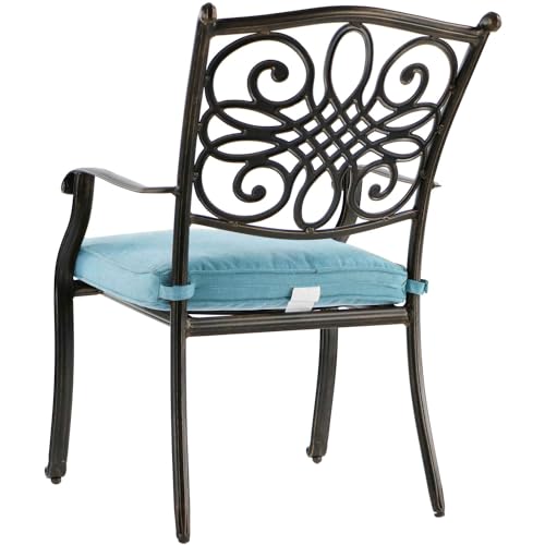 Hanover Traditions 5 Piece Patio Dining Set with Blue Cushions