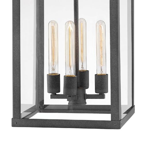Hinkley Porter Medium Outdoor Pendant 4-Light Aluminum Clear Glass Aged Zinc