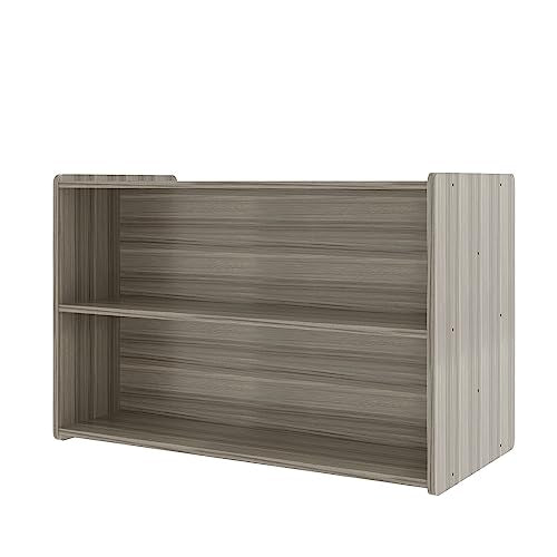 Tot Mate Double-Sided Wooden 2-Shelf Storage Organizer Shadow Elm Gray