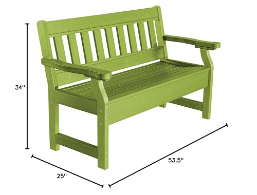 Wildridge Heritage Garden Bench Outdoor Weather Resistant Poly Lumber Lime Green