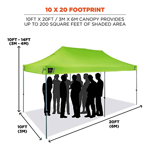 Ergodyne Shax 6015 Heavy Duty Pop Up Canopy Tent 10' x 20' Lime