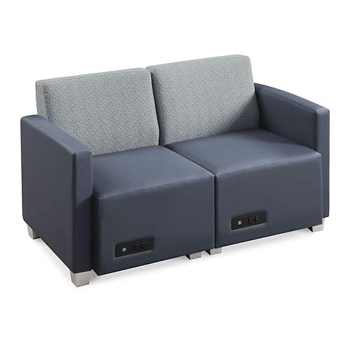 NBF Signature Series Compass Loveseat and Armchairs Set - Ergonomic Office Guest Chairs with Williamsburg Polyurethane - Reception Chairs with Silver Legs - Gray