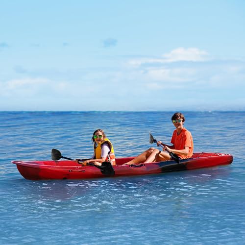 Hipicute 13FT Sit-on-Top Fishing Kayak for 2 Adults with Paddle & Comfortable Seat, Reddish Black