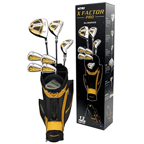 Nitro Golf X Factor 13 Piece Golf Set All Graphite Men's Right Handed Gold/Silver