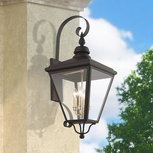 Livex 27374-04 Adams 4 Light Outdoor Wall Lantern Black/Brushed Nickel