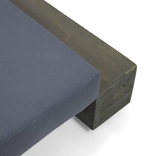 Great Deal Furniture Outdoor Acacia Wood Chaise Lounge Cushion Set of 4 Sandblast Gray Finish, Dark Gray