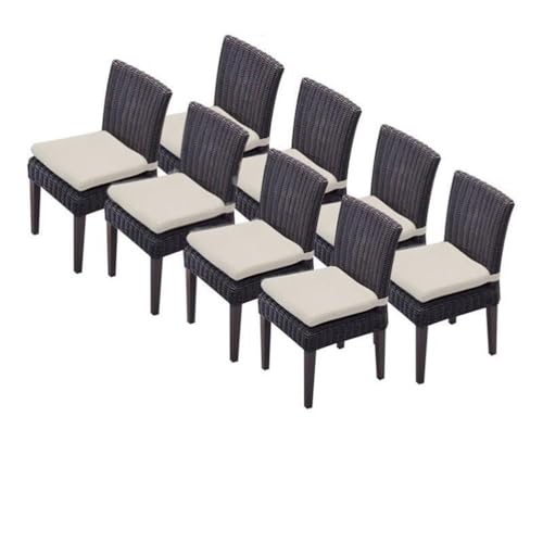 TK Classics Venice Wicker Patio Dining Chairs Set of 8 Beige