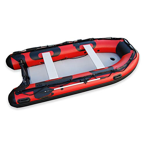 Seamax Recreational 10.8 Feet Inflatable Boat with High Pressure Airmat Floor for 4 Passengers Red