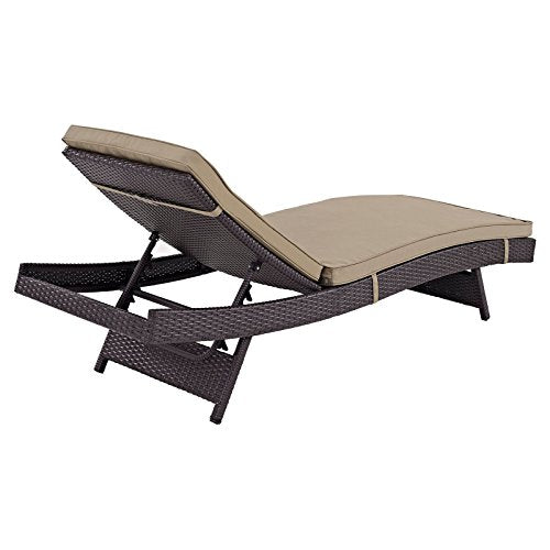Modway Convene Wicker Rattan Outdoor Patio Chaise Lounge Chairs Set of 4 Mocha