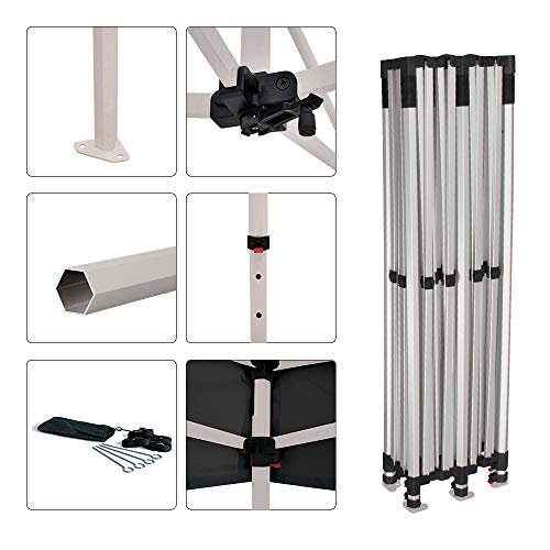 Vispronet 10x20 Instant Canopy Tent with 4 Side Walls - Commercial Grade Steel Frame, Water-Resistant Canopy Top - Includes Bonus Canopy Bag and Stake Kit Black