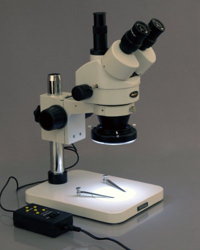 AmScope Digital Trinocular Stereo Zoom Microscope with LED Ring Light Multi