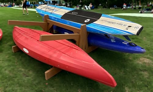 Log Kayak Rack Double Sided Freestanding Recycled Poly Kayak Rack Nutmeg Brown