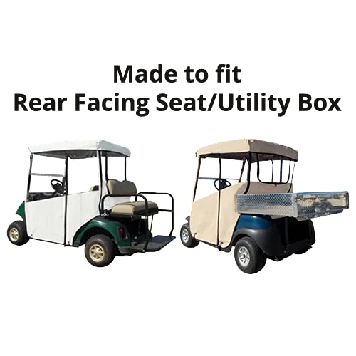 DOORWORKS GOLF CART ENCLOSURES Golf Cart Cover – 3-Sided “Over-The-Top” Enclosure for Yamaha Drive/Drive 2 – Marine Grade Vinyl - Tan