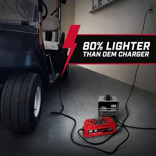 FORM 15 AMP EZGO RXV & TXT Battery Charger for 48 Volt Golf Carts Red