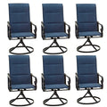 LOKATSE HOME 6 PCS High Back Textilene Outdoor Patio Swivel Chairs Blue