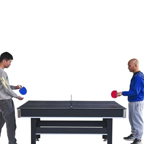 YESGIGA 6-ft Pool Table with Table Tennis Top Black+Blue Felt