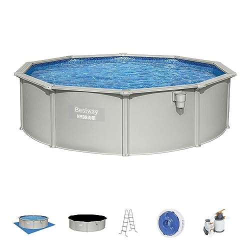 Bestway Hydrium 15'x 48" Steel Wall Above Ground Swimming Pool Set Gray