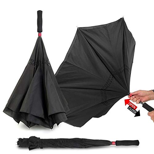 RainWorthy 46 Inch Inverted Umbrella Black (Case of 30)