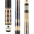 LUCASI Custom 58" 2-Piece Pool Cue with Upgraded Low Deflection Shaft, Blue Luster Inlays, Black