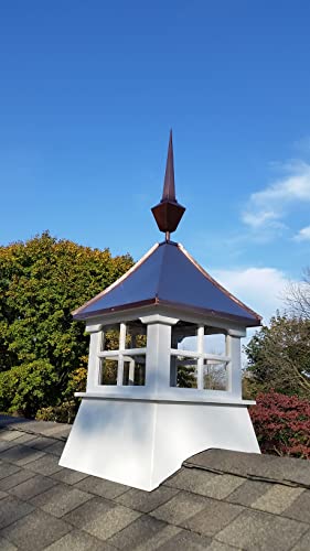 Accentua Charleston Cupola with Copper Finial, 24 in. Square, 63 in. High, White with Copper Roof