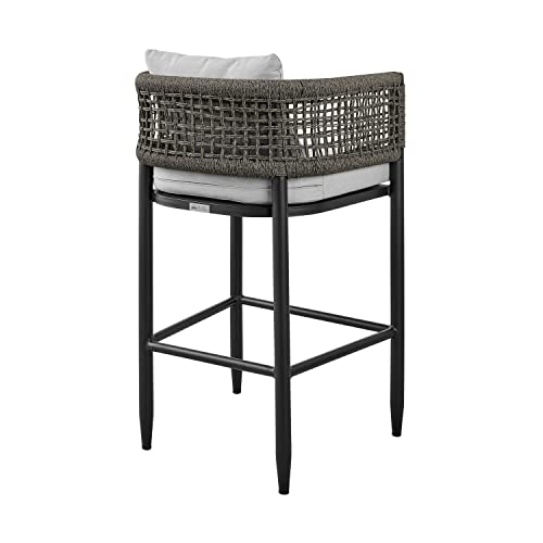 Armen Living Alegria Outdoor 5-Piece Aluminum & Rope Bar Set Black