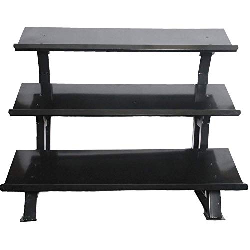 Fitness First 3-Tier Commercial Horizontal Universal Dumbbell Kettlebell Rack Black