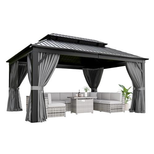 Jolydale 12x16 FT Hardtop Gazebo Brown
