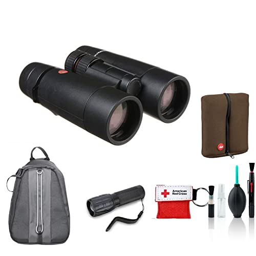 Leica 10x42 Ultravid HD-Plus Binoculars Bundle with Backpack, Cleaning Kit & Flashlight Red