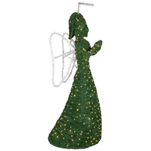 Northlight Lighted Commercial Topiary Angel Outdoor Christmas Decoration 6.5' Green
