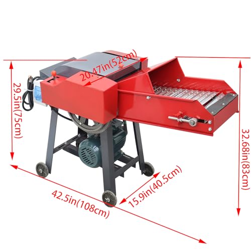 Banfluxion 220V 6-Blade Hay Cutter with Conveyor Belt Red