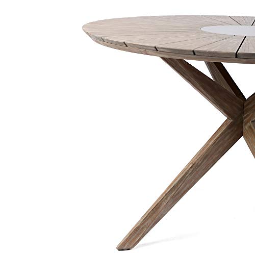 Armen Living Sachi and Nabila Outdoor 5 Piece Dining Set Light Eucalyptus and Concrete