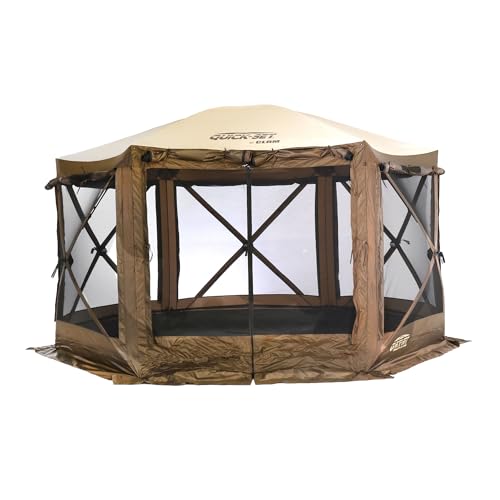 CLAM Pop Up Screen Tent & Shelter, Outdoor Camping Gazebo Canopy 12.5' Brown