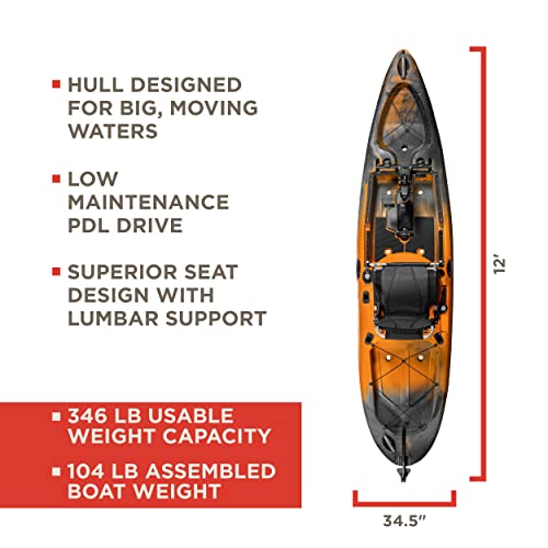 Old Town Sportsman Salty PDL 120 Pedal Fishing Kayak Ember Camo