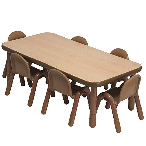 Angeles Baseline Preschool Rectangular Table & Chair Set Natural Wood