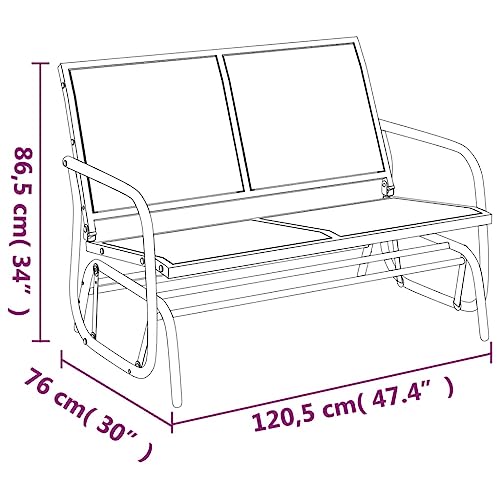 Xinxinxiang 3 Piece Garden Glider Set Outdoor Patio Furniture Black Textilene and Steel