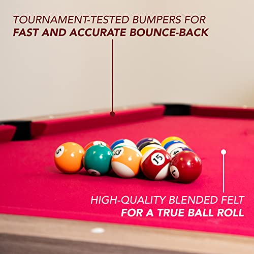Hathaway Newport 7-ft Pool Table Tennis Combination with Dining Top, Two Storage Benches - Woodtone