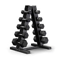 Epic Fitness Premium Hex Dumbbell Set with A-Frame Rack Black