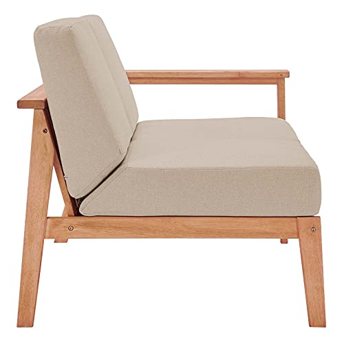 Modway Outdoor Eucalyptus Wood Right-Facing Loveseat Sectional Sofa Natural Taupe