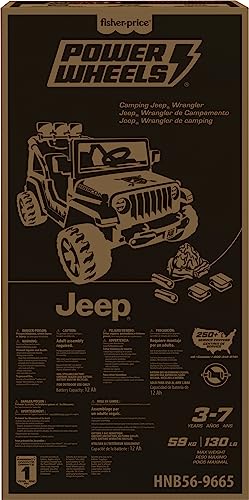 Power Wheels Camping Jeep Wrangler Ride-On Toy with Pretend Food & Lights, Multi