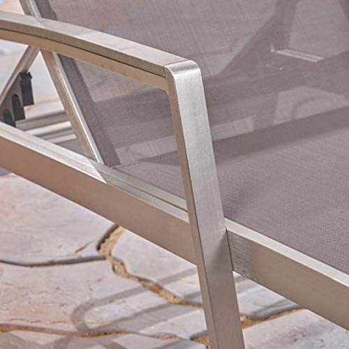 Christopher Knight Home Joy Outdoor Mesh and Aluminum Chaise Lounge Set of 4 Grey