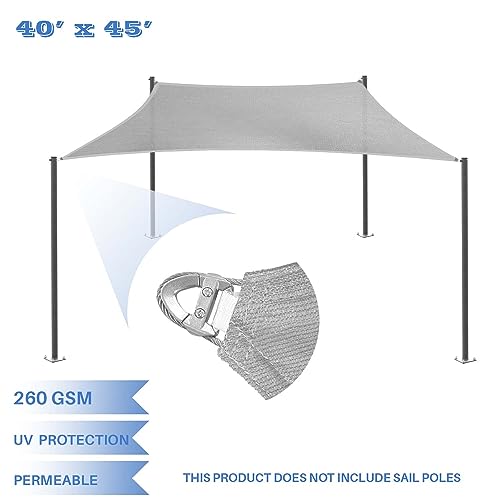 E&K Sunrise Rectangle Sun Shade Sail 40' x 45' Light Gray