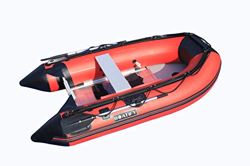 Boatify 8.9 ft Inflatable Dinghy Pontoon Boat with Aluminum Floor Red