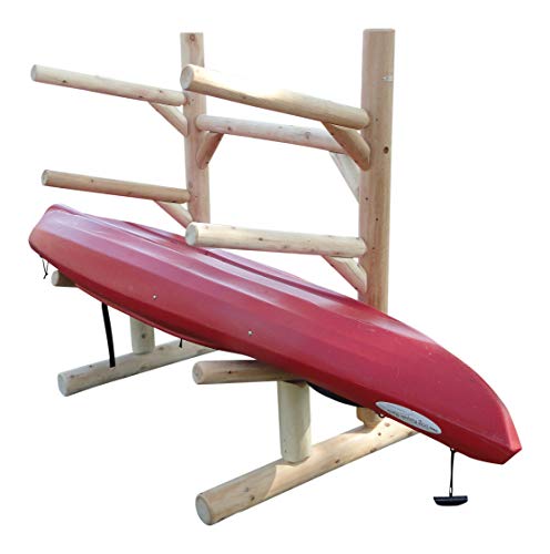 Log Kayak Rack 3-Place 1-Sided Kayak/SUPS Rack Natural