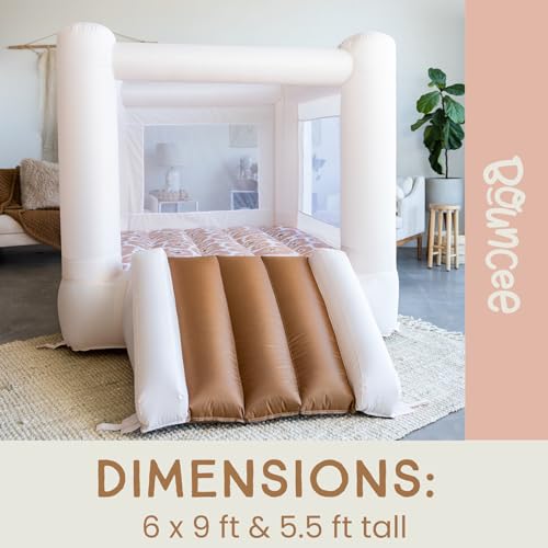 Bouncee Bloom Toddler Bounce House with Slide Blush/Floral/Camel